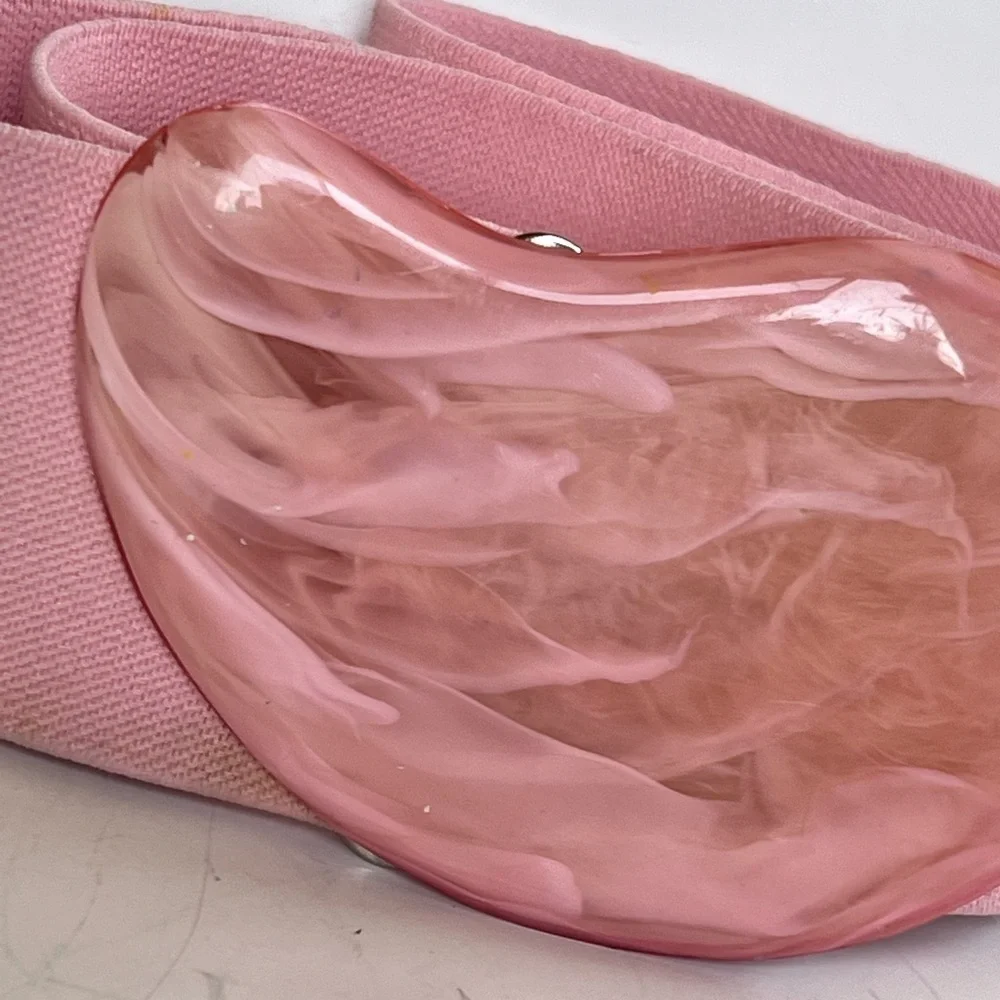 Vintage 70s 80s Pink Faux Pink Rose Quartz Stretch Belt Statement Retro
